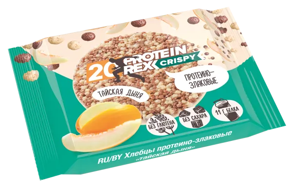 Изображение Хлебцы протеиново-злаковые 20% Протеин Рекс тайская дыня Роял Кейк м/у, 55 г