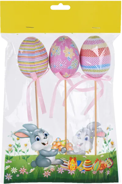 Изображение Яйцо 23см на палочке Купман цветное с рисунком Купман Интернэшнл , 3 шт