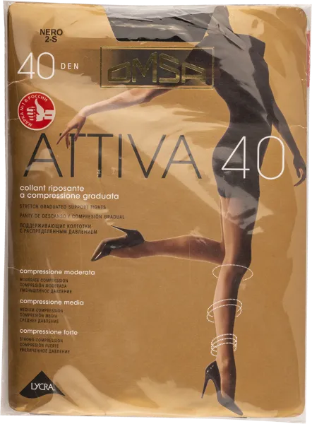 Изображение Колготки 40 ден размер 2 Омса аттива неро Омса к/у, 1 шт