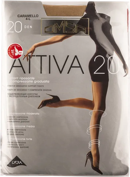 Изображение Колготки 20 ден размер 4 Омса аттива карамелло Омса м/у, 1 шт