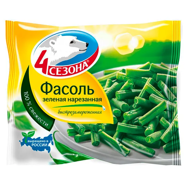 Изображение Овощи замороженные 4 Сезона фасоль зеленая Хладоком Западный м/у, 400 г