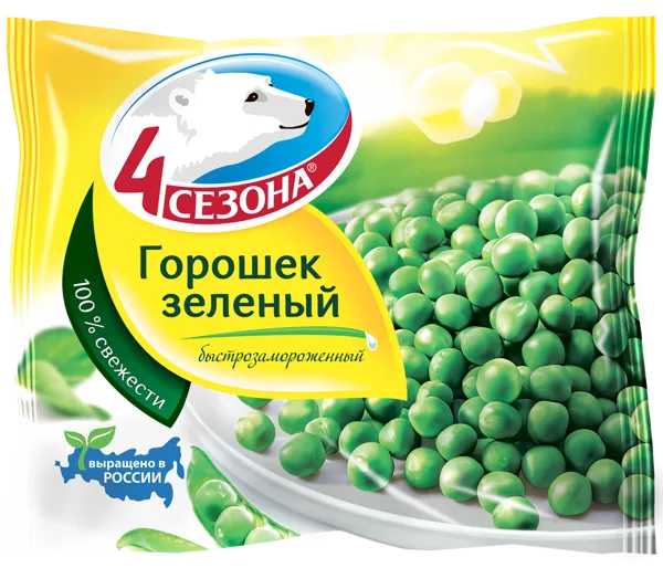 Изображение Овощи замороженные 4 Сезона горошек зеленый Хладком Западный м/у, 400 г