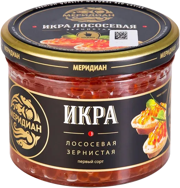 Изображение Икра лососевая Меридиан зернистая Меридиан ТД с/б, 210 г