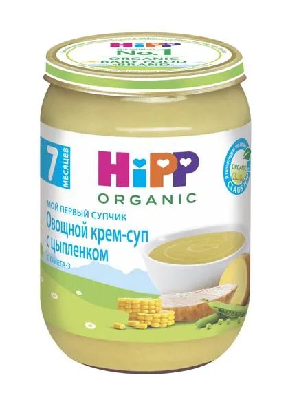 Изображение Крем-суп с 7 месяцев Хипп Био овощной с цыпленком Хипп с/б, 190 г