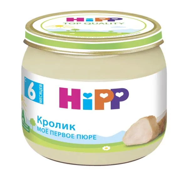 Изображение Пюре мясное с 6 мес Хипп Био кролик Хипп с/б, 80 г