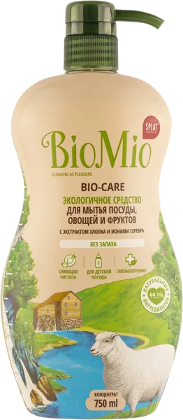 Изображение Средство для посуды и овощей Биомио БИО без запаха Сплат Косметика п/у, 750 мл
