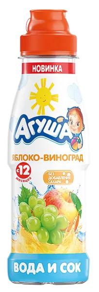 Изображение Вода для детей Агуша с соком яблоко виноград ВБД п/б, 300 мл