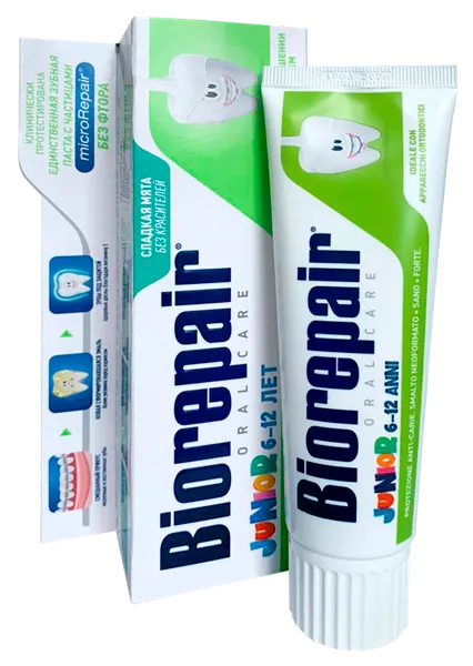 Изображение Зубная паста детская 6-12лет Биорепеир джуниор деликатная мята Косвелл к/у, 75 мл