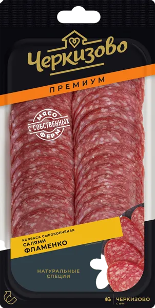 Изображение Колбаса сырокопченая нарезка Черкизово Премиум фламенко салями ЧМПЗ п/у, 100 г