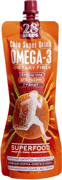 Изображение Напиток суперфуд с чиа 28 Сидс апельсин гранат Омега м/у, 250 г