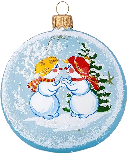 Изображение Шар 4 Снеговички стекло Ёлочка с1755 Клинская игрушка к/у, 1 шт