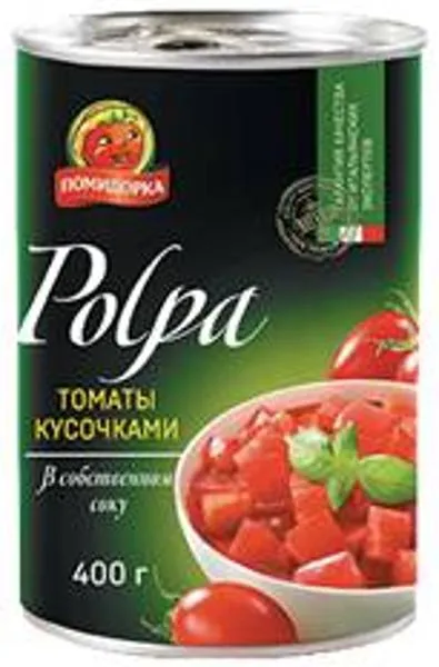 Изображение Томаты резаные Помидорка в томатном соке Алименко Срл ж/б, 400 г