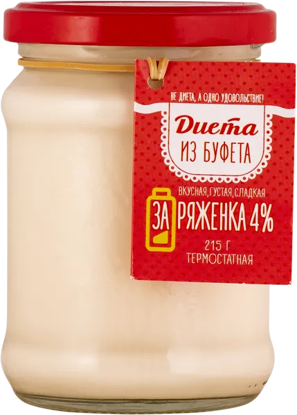 Изображение Ряженка 4% термостатная Диета из Буфета сладкая КубаньРус-Молоко с/б, 215 г