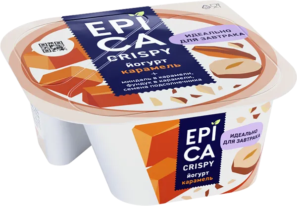 Изображение Йогурт 10,2% Эпика Криспи карамель с орехами Эрманн п/б, 140 г