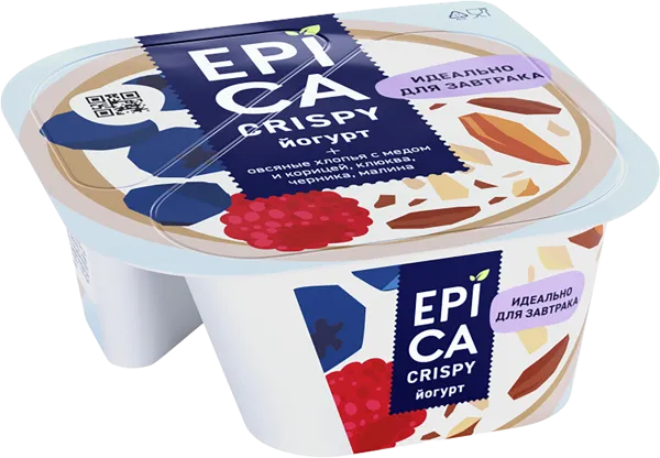 Изображение Йогурт 6,5% Эпика Криспи мюсли сушеные ягоды Эрманн п/б, 138 г