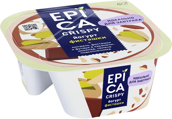 Изображение Йогурт 10,5% Эпика Криспи фисташка с семечками Эрманн п/б, 140 г