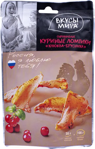 Изображение Снэк куриные ломтики Вкусы мира клюква брусника Снэк Тайм м/у, 35 г