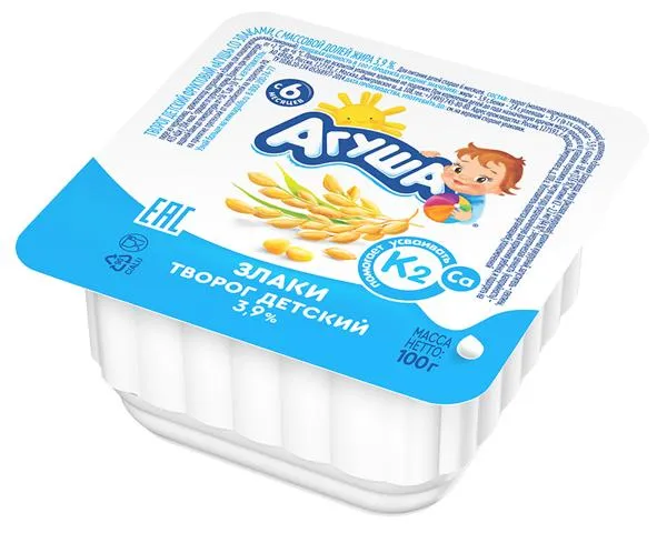 Изображение Творог 3,9% с 6 месяцев Агуша злаки ВБД п/б, 100 г