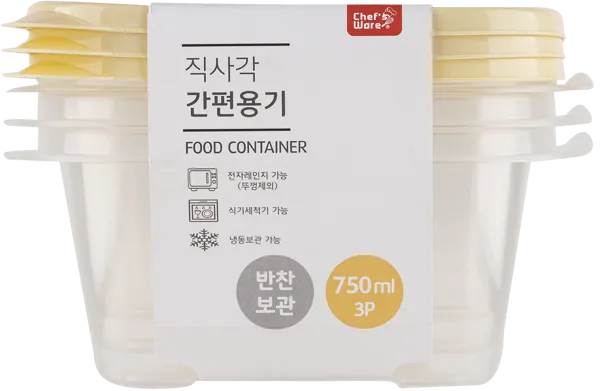 Изображение Контейнер 750мл для хранения Тарк прямоугольный желтый Донг Янг , 3 шт