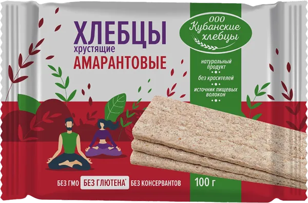 Изображение Хлебцы г.Краснодар Кубанские хлебцы амарантовые без глютена Кубанские хлебцы м/у, 100 г