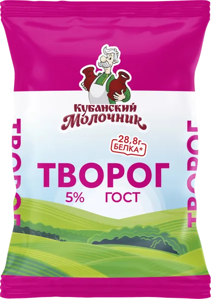Изображение Творог 5% Кубанский Молочник Ленинградский СК м/у, 180 г