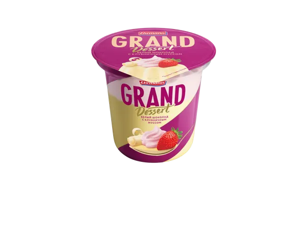 Изображение Десерт 6% со взбитыми сливками Эрманн Гранд десерт клубника белый шоколад Эрманн п/б, 200 г