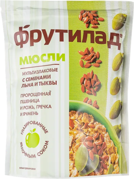 Изображение Мюсли мультизлак без сахара Фрутилад семена льна и тыквы Белое дерево м/у, 310 г