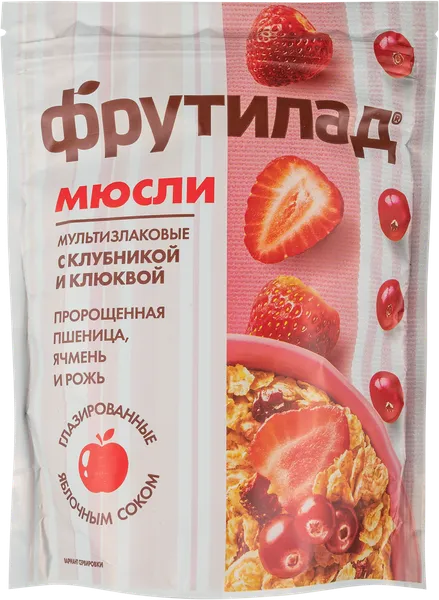 Изображение Мюсли мультизлак без сахара Фрутилад клубника клюква Белое дерево м/у, 310 г