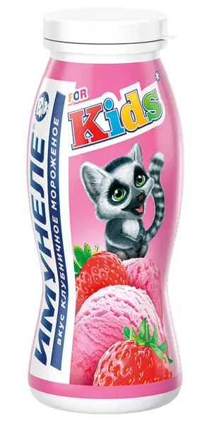 Изображение Йогурт 1,5% питьевой Нео Имунеле Кидс клубничное мороженое ВБД п/б, 100 г