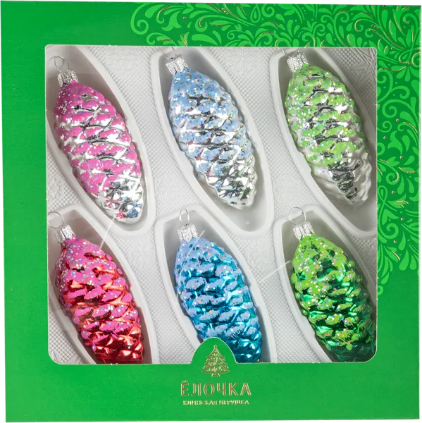 Изображение Набор Кедровый стекло Ёлочка из 6ти шишек с286 Клинская игрушк к/у, 1 упак