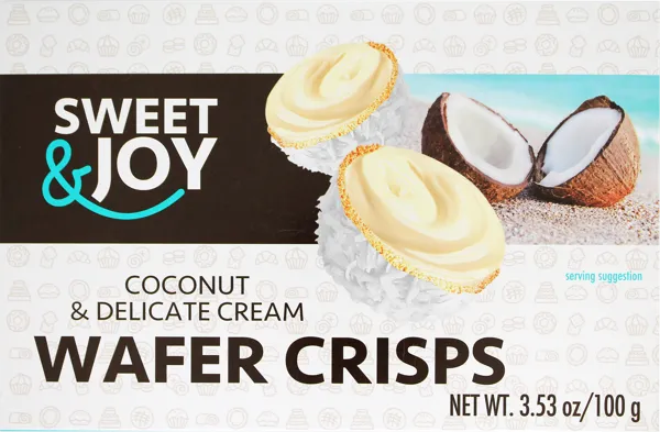 Изображение Вафли Свит энд Джой с кокосовой начинкой Свит Брендс кор, 100 г
