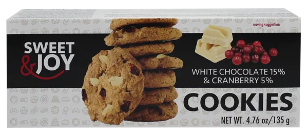 Изображение Печенье Свит энд Джой белый шоколад клюква Свит Брендс кор, 135 г