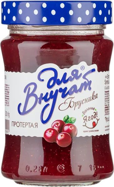 Изображение Брусника протертая Для внучат с сахаром ИРГА-Про с/б, 320 г