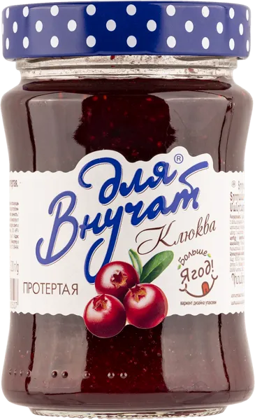 Изображение Клюква протертая Для внучат с сахаром ИРГА-Про с/б, 320 г