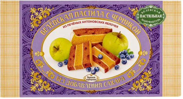 Изображение Пастила без сахара Белевская с черникой Белевская пастила кор, 180 г