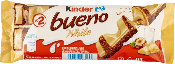 Изображение Батончик вафельный Киндер Буэно Вайт молочно-ореховая начинка Ферреро м/у, 39 г
