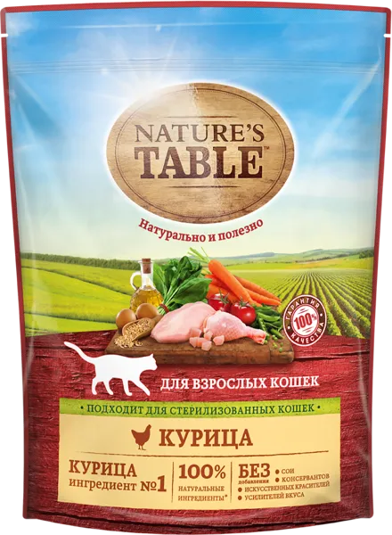 Изображение Корм для взрослых кошек Нэйчес Тэйбл курица Марс м/у, 650 г