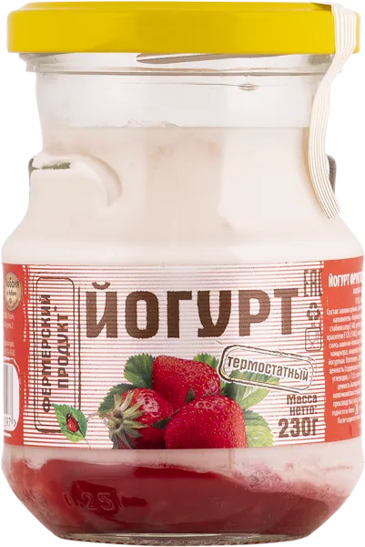 Изображение Йогурт 1,5% термостатный Фермерский продукт клубника КубаньРус-Молоко с/б, 230 г