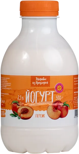 Изображение Йогурт 2,5% питьевой Здоровье из предгорья персик Абинский МЗ п/б, 500 мл