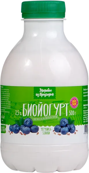 Изображение Йогурт 2,5% питьевой Здоровье из предгорья черника злаки Абинский МЗ п/б, 500 мл