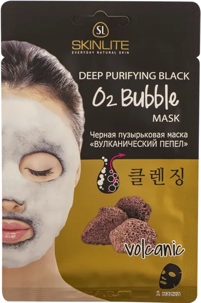 Изображение Маска пузырьковая для лица Скинлайт вулканический пепел Эдвин м/у, 1 шт