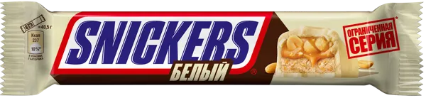 Изображение Батончик в белом шоколаде Сникерс с арахисом Марс м/у, 81 г